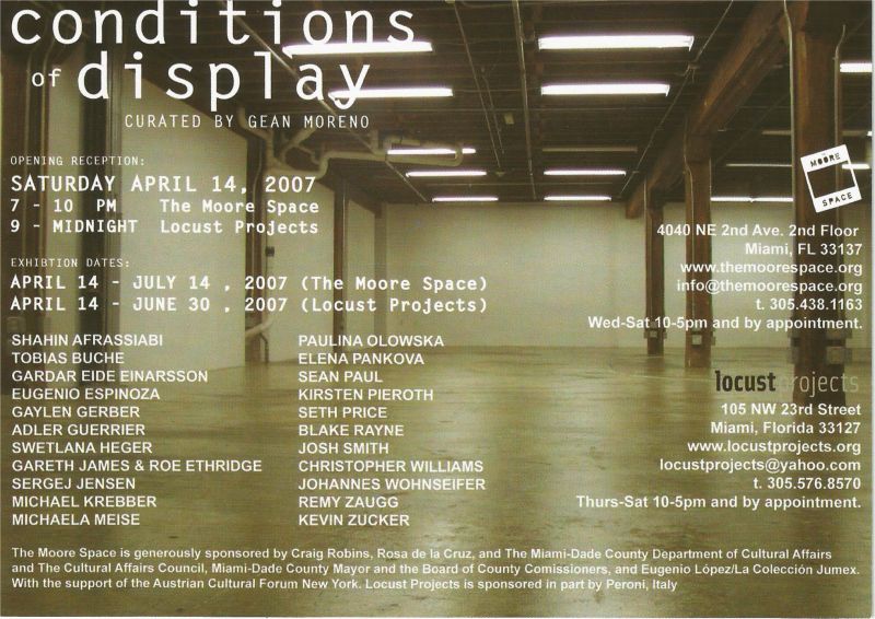 Gardar Eide Einarsson, Eugenio Espinoza, Adler Guerrier, Swetlana Heger, Sean Paul, Seth Price